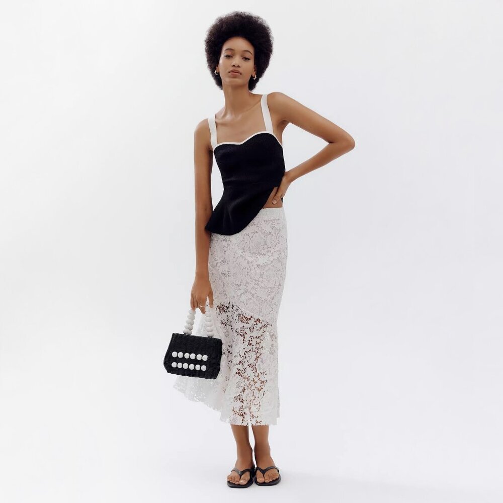 Avec Les Filles | Flared Lace Midi Skirt | NWT - Picture 1 of 8